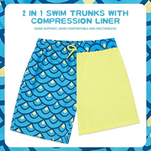 URBEST Boys Swim Trunks Compression Liner Swim Shorts Teen Boys Quick Dry Anti Chafe Bathing Suit with Boxer Brief in Saudi Arabia