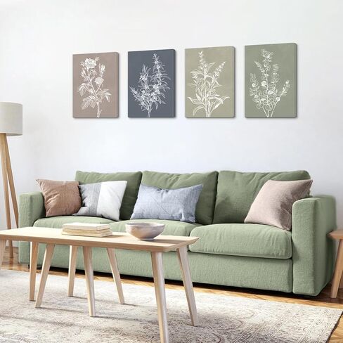 Framed Boho Wall Art Set of 4 Botanical Plant Canvas Print Wall Art for Rustic Vintage Farmhouse Wall Art for Home Kitchen Wall Decor Living Room Bathroom Bedroom 12x16inch in Saudi Arabia