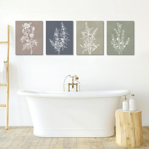 Framed Boho Wall Art Set of 4 Botanical Plant Canvas Print Wall Art for Rustic Vintage Farmhouse Wall Art for Home Kitchen Wall Decor Living Room Bathroom Bedroom 12x16inch in Saudi Arabia