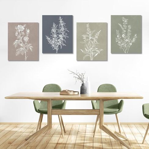 Framed Boho Wall Art Set of 4 Botanical Plant Canvas Print Wall Art for Rustic Vintage Farmhouse Wall Art for Home Kitchen Wall Decor Living Room Bathroom Bedroom 12x16inch in Saudi Arabia