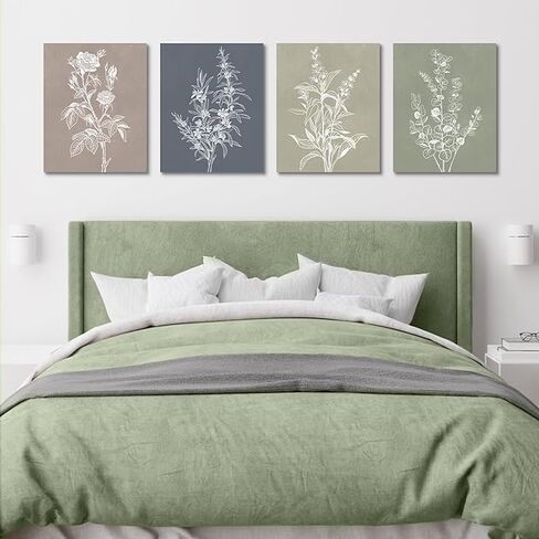 Framed Boho Wall Art Set of 4 Botanical Plant Canvas Print Wall Art for Rustic Vintage Farmhouse Wall Art for Home Kitchen Wall Decor Living Room Bathroom Bedroom 12x16inch in Saudi Arabia