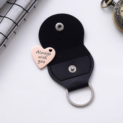 2-Sided Little Pocket Hug Gifts - Always with You Stainless Steel Coin with PU Leather Keychain, Missing You, A Hug for You, Emotional Support Hug Gift for Friends Family, Rose Gold in Saudi Arabia