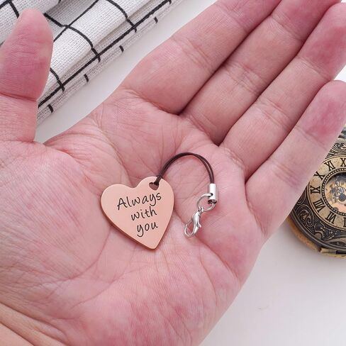 2-Sided Little Pocket Hug Gifts - Always with You Stainless Steel Coin with PU Leather Keychain, Missing You, A Hug for You, Emotional Support Hug Gift for Friends Family, Rose Gold in Saudi Arabia