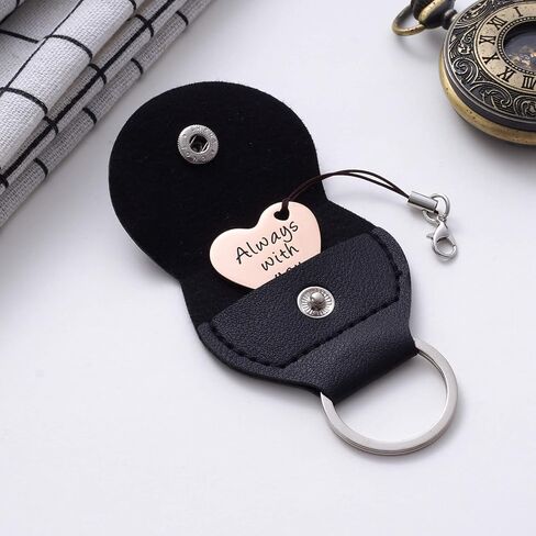 2-Sided Little Pocket Hug Gifts - Always with You Stainless Steel Coin with PU Leather Keychain, Missing You, A Hug for You, Emotional Support Hug Gift for Friends Family, Rose Gold in Saudi Arabia