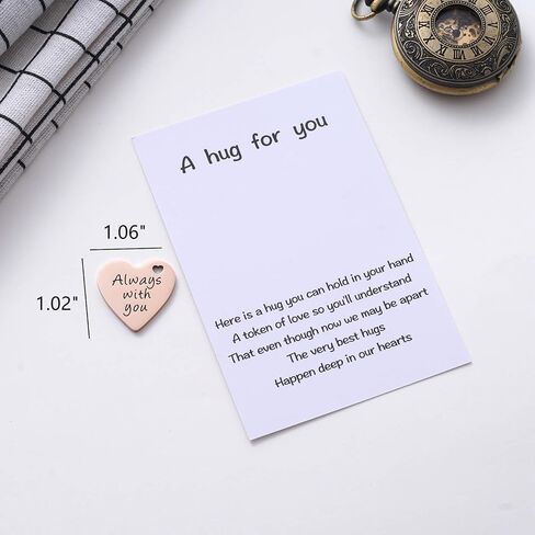 2-Sided Little Pocket Hug Gifts - Always with You Stainless Steel Coin with PU Leather Keychain, Missing You, A Hug for You, Emotional Support Hug Gift for Friends Family, Rose Gold in Saudi Arabia