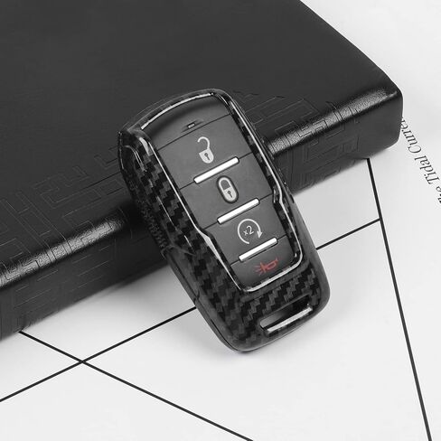 for RAM Key Fob Cover, Carbon Fiber Remote Control Cover Smart Key Protector Key Case Shell Holder for 2018-2023 Dodge RAM 1500 2500 3500 Accessories, ABS in Kuwait