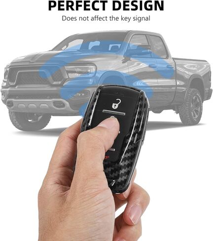 for RAM Key Fob Cover, Carbon Fiber Remote Control Cover Smart Key Protector Key Case Shell Holder for 2018-2023 Dodge RAM 1500 2500 3500 Accessories, ABS in Kuwait