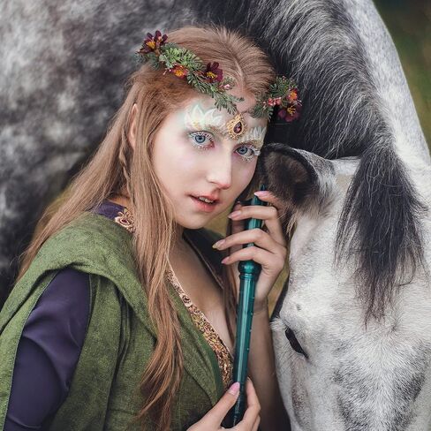 MOSTORY Handmade Elf Flower Crown - Woodland Fairy Headpiece Forest Floral Circlet Elven Wreath for Women Girls Cosplay Halloween Renaissance Christmas Party Photo Shoot in Kuwait
