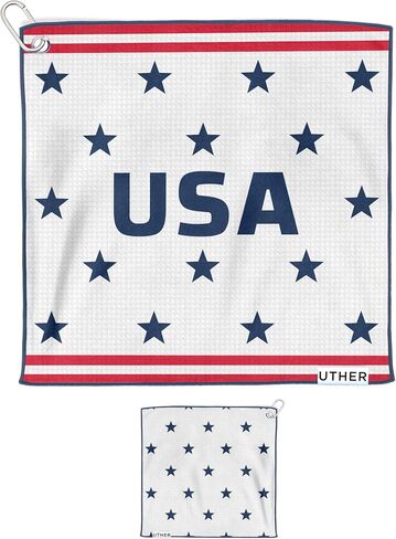 Uther Pocket Golf Towel – Premium Microfiber Towel with Carabiner Clip, Golf Accessories – 11 Inch x 11 Inch, Havana Print in Saudi Arabia