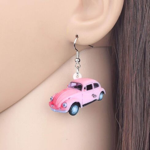 NEWEI Acrylic Novelty Beetle Car Earrings Camper Truck Dangle For Women Fashion Car Accessories Jewelry Charm Gift in Kuwait