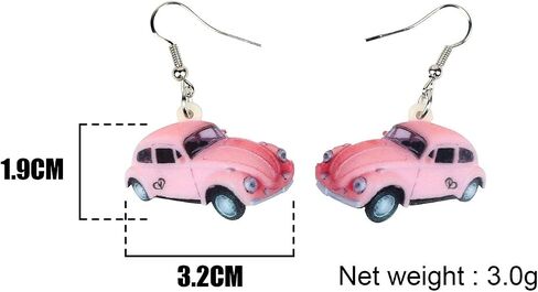 NEWEI Acrylic Novelty Beetle Car Earrings Camper Truck Dangle For Women Fashion Car Accessories Jewelry Charm Gift in Kuwait