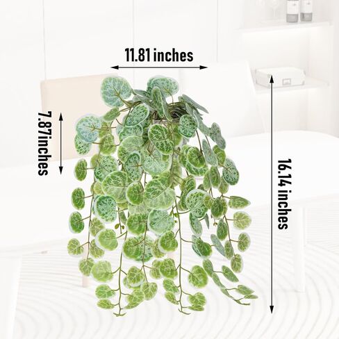 Artificial Plants for Home Decor Indoor, Artificial String of Hearts Plant with Cement Pot Fake Hanging Potted Plants for Home Office Bathroom Wall Shelf Desk Decor (White) in Saudi Arabia
