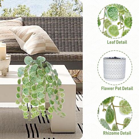 Artificial Plants for Home Decor Indoor, Artificial String of Hearts Plant with Cement Pot Fake Hanging Potted Plants for Home Office Bathroom Wall Shelf Desk Decor (White) in Saudi Arabia