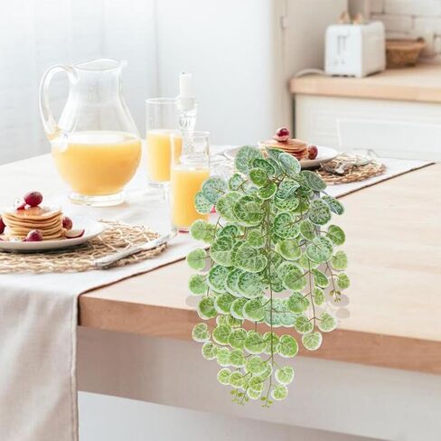 Artificial Plants for Home Decor Indoor, Artificial String of Hearts Plant with Cement Pot Fake Hanging Potted Plants for Home Office Bathroom Wall Shelf Desk Decor (White) in Saudi Arabia