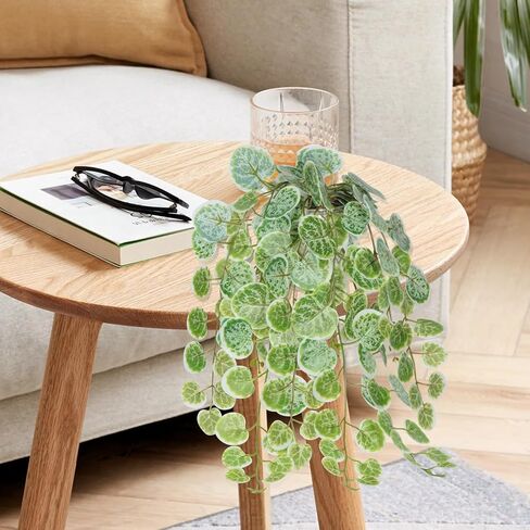 Artificial Plants for Home Decor Indoor, Artificial String of Hearts Plant with Cement Pot Fake Hanging Potted Plants for Home Office Bathroom Wall Shelf Desk Decor (White) in Saudi Arabia