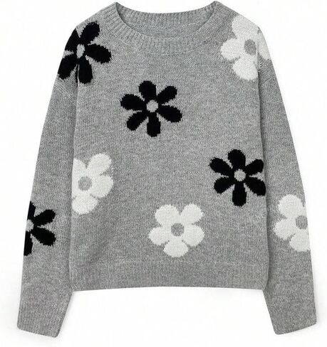SISKIN Fall Womens Crewneck Pullover Sweater,Daisy Sweater,Cute Sweaters,Cropped Sweater in Saudi Arabia