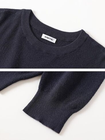 Women Tops Casual Solid Lace Crewneck Long Sleeved Knit Sweater in Saudi Arabia