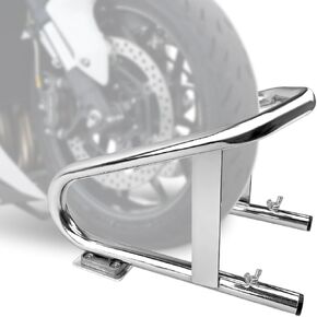 HOXWELL Portable Motorcycle Stand Wheel Chocks for Trailer Or Garage, Heavy Duty Motorcycle Wheel Chock Fits 5.5'' Wide Tires, Silver, 1 PC