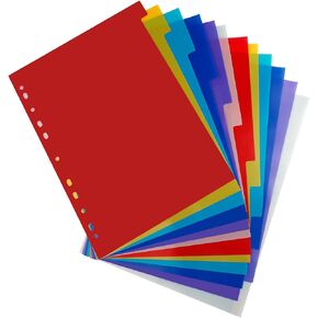 12 Tab Binder Dividers 3 Ring Plastic Binder Dividers with Tabs, Multicolor Notebook Dividers for 2/3/4/11 Ring Binders, Letter Size (8.2×11.6 Inch)