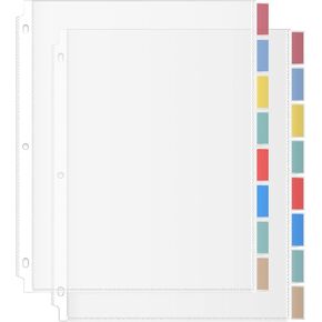 HABGP Binder Dividers with Tabs, 8 Tab Sheet Protectors for 3 Ring Binder, Clear Dividers for 3 Ring Binder Page Protectors, Notebook Binder Sleeves with Pockets, 2 Set (16 Pcs)