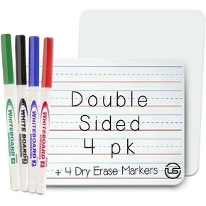 Small White Dry Erase Board for Kids 2pk.| Double Sided Lapboard Mini Ideal Dry Erase Board Perfect for Homeschool Supplies, Office, Classroom