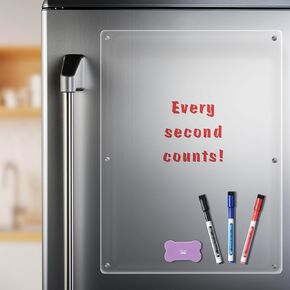 Mr. Pen- Acrylic Magnetic Dry Erase Board for Fridge, 15"x11", 3 Dry Eraser Markers, Acrylic Dry Erase Board, Acrylic Board, Clear Dry Erase Board for Fridge, Clear Magnetic Dry Erase Board for Fridge