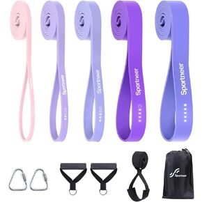 Sportneer Resistance Bands for Working Out: 5-130lb Resistance 5 Levels Pull Up Assistance Bands with Handles & Door Anchor - Resistance Band Set for Stretching, Physical Therapy & Resistance Training