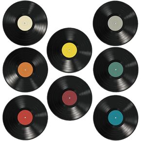 VOSAREA Record Wall Sticker 8 Pcs Vinyl Record Wall Decoration Retro Aesthetic Records Signs 1950s Rock and Roll Party Decorations for Home Wall Decor Music Party Favors Record Vinyl