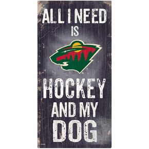 NHL Minnesota Wild Unisex Minnesota Wild Hockey and My Dog Sign, Team Color, 6 x 12