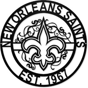 لافتة معدنية مقطوعة بالليزر من NFL New Orleans Saints، باللون الأسود in Kuwait
