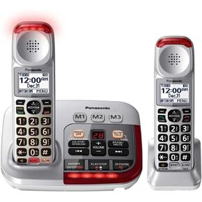 Panasonic KX-TGM450S + (1) KX-TGMA45S Volume Booster Upto 50 dB Slow Talk Control Noise Reduction Talking Caller ID Amplified Cordless Phone-2 Handset