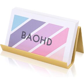 Metal Business Card Holder for Desk, Modern Business Card Holder Display, Aluminum Desktop Business Card Organizer, Business Name Card Stands, Gold
