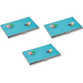 Stephanie Imports Set of 3 Slim & Minimalist Metal Business Card Holder Unisex Case With Enamel Insert (Abstract Butterfly)