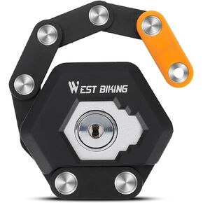 West Biking Folding Bike Lock - Compact Bicycle Lock with 3 Keys, Lightweight Bicycle Foldable Lock with Mounting Bracket, Bike Lock with Anti-Theft Alloy Steel