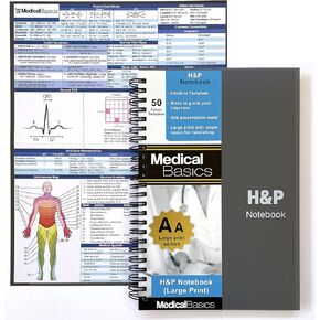 H&P notebook (Large Print) - Medical History and Physical notebook, 50 medical templates with perforations