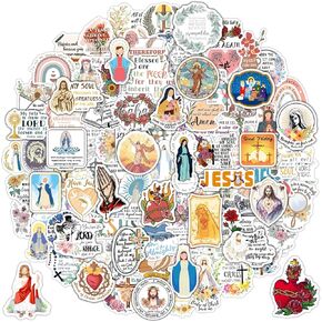 200 Pcs Catholic Stickers for Water Bottles, Jesus Bible Verse Stickers for Kids Adults Saints Catholic Gifts Decals for Laptop Journal Religious Sacred Heart Virgin Mary Missa