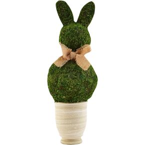 Bunny Topiary, Green Preserved Moss, 13 1/2" x 5" Dia