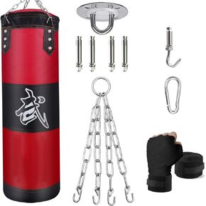 Hanging Punching Bag Set Unfilled, Heavy Boxing Bags Kickboxing Bag for Adults Kids, Youth Boxing Set with Hand Wraps, Punching Bag Hangers, for MMA Muay Thai Karate Taekwondo Training