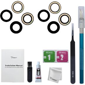 2 Packs Rear Camera Lens Glass Replacement Kits for iPhone 14 Pro & 14 Pro Max Pre-Installed Adhesive with Installation Manual and Repair Tools