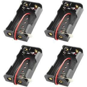 Battery Case 4PCS 2x1.5V AA Black Plastic Battery Holder Storage Box with Wire Leads Spring Clip and Closing Switch