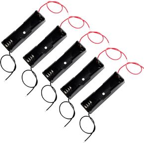 Stemedu 5pcs Single 18650 Battery Storage Case 1 Slot 3.7V Black Plastic Battery Container for 18650 Battery Holder Box with Connect Leads (Pack of 5)