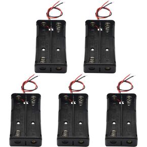 PNGKNYOCN 18650 Battery Clip, 2 Slots 3.7V DIY Battery Storage Box in Series Plastic Batteries Case YOUCHENG for 18650 Battery with Connect Lead(5-Pack)