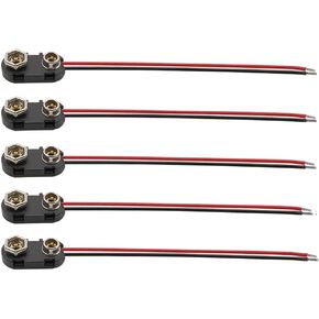 (Pack of 5 22AGW Wires I-Type 9V Battery Connector, 9 Volt Battery Clip, 9V Battery Clip Connector with 22agw Wire and Hard Buckle Plastic Housing