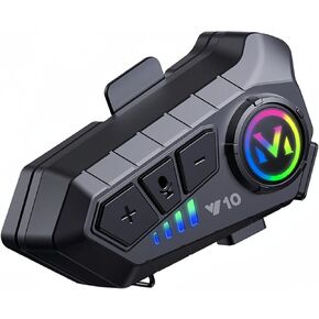 Y10 Motorcycle Helmet Bluetooth Headset with HiFi Stereo Sound,Noise Reduction,1000mAh Battery,Helmet Bluetooth Headset Speakers with RGB,IPX6 Waterproof,Hand Free,Easy Set Up