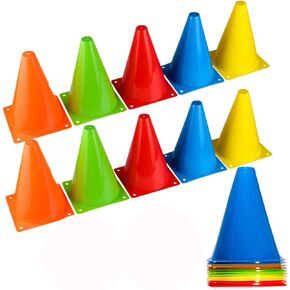 BiAnYC 7 Inch Plastic Sport Training Traffic Cones- Set of 10, 5 Colors(Orange/Yellow/Red/Blue/Green)