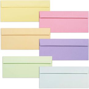 Colored Envelopes Letter Size, 36-Pack #10 Business Envelopes, 4 1/8 x 9 1/2 Inches, 6 Pastel Colors