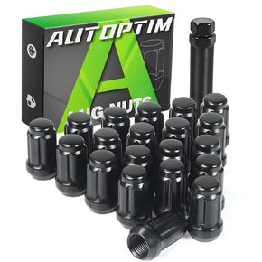 20pcs 1/2-20 Spline Lug Nuts - Replacement for 1987-2018 Jeep Wrangler, 2002-2012 Jeep Liberty, 1993-2010 Jeep Grand Cherokee Aftermarket Wheel - Black Closed End Lug Nuts with 1 Socket Key