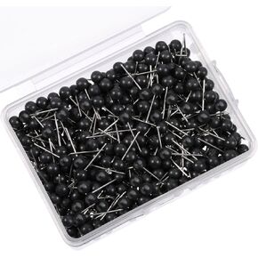500 Pack Map Push Pins 1/8 Inch Black Map Tacks Small Round Head Push Pins Map Thumb Tacks for Travel Map Picture Photo Bulletin Board Wall DIY Craft Home School Office