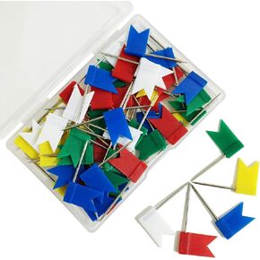 60 Pieces Multi-Color Flag Travel Map Push Pins (5 Colors)
