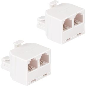 Uvital RJ11 Plug 1 to 2 Dual Phone Line Splitter Wall Jack Split into Two Modular Converter Adapter